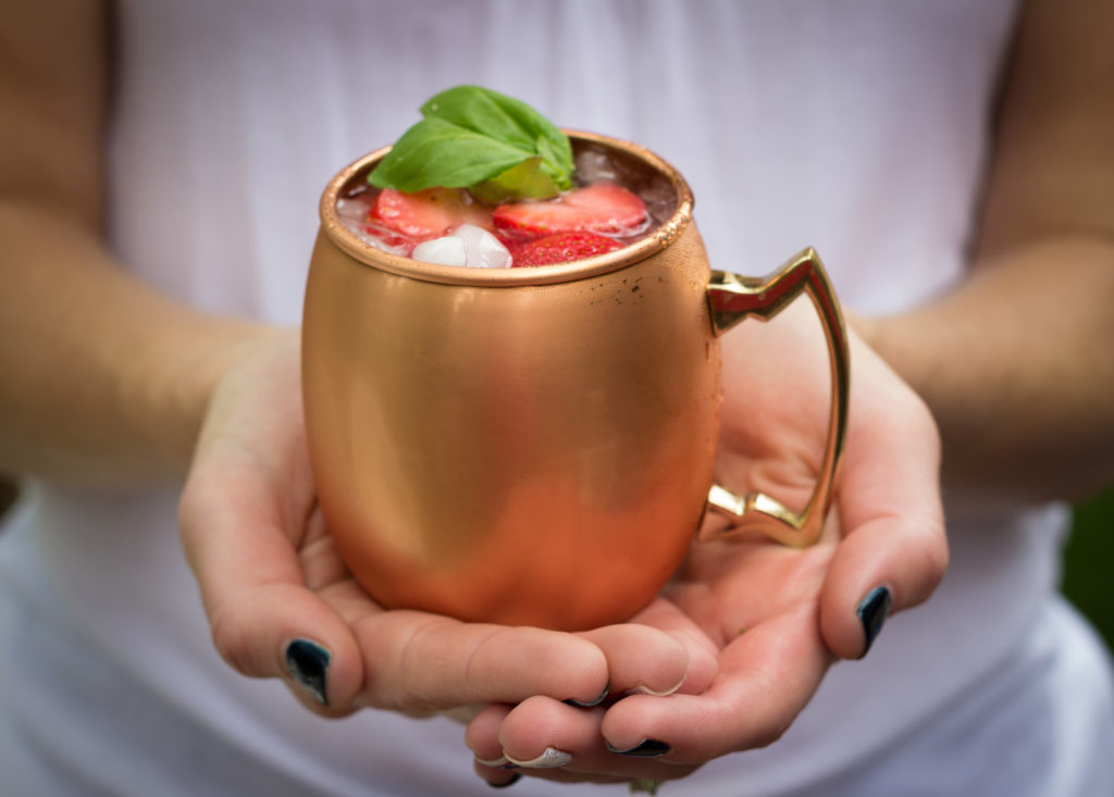 Strawberry Basil Moscow Mules