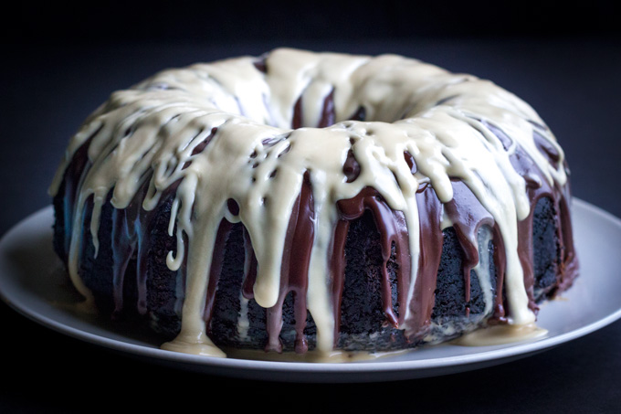 Irish Car Bomb Bundt Cake with White Chocolate Ganache