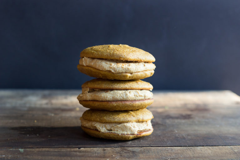 Pumpkin Whoopie Pies with Spiced Maple Cream