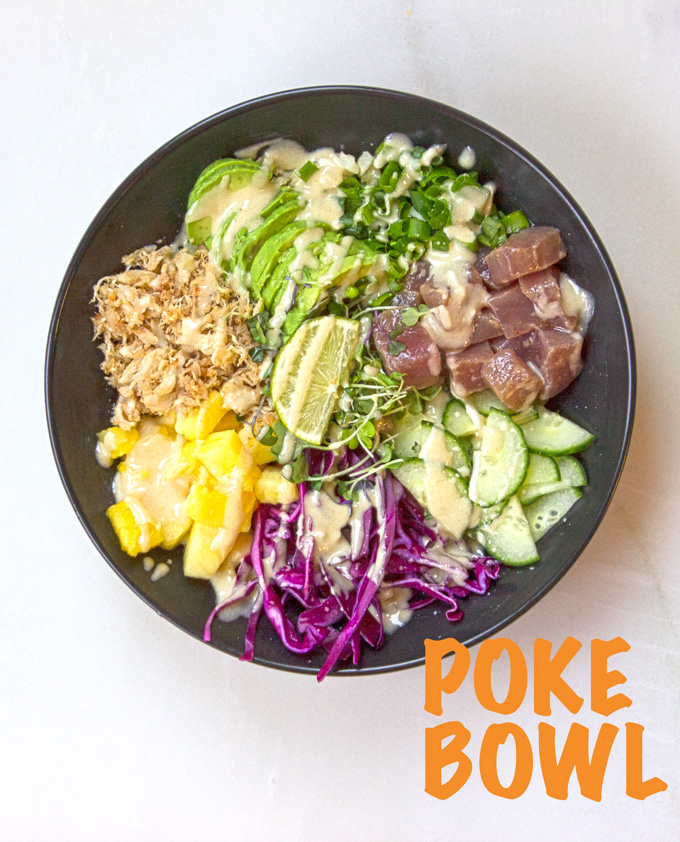 Top View of a Poke Bowl